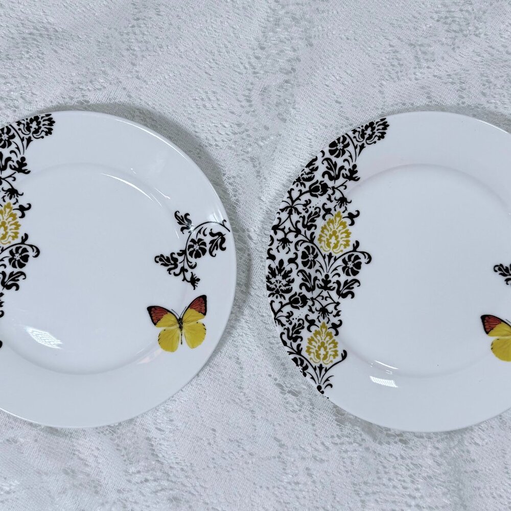 GRACIE Bone China Salad Plate - Set of 2, Floral & Butterfly, Coastline Imports